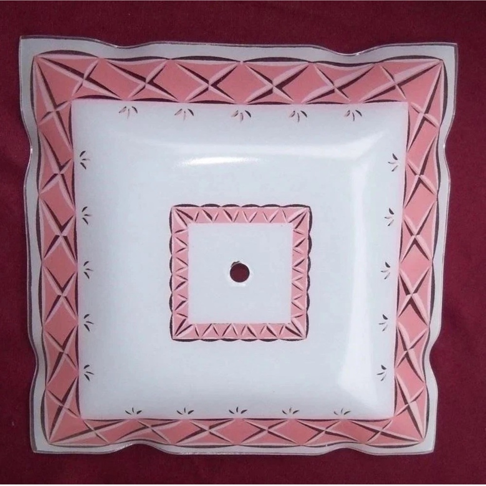 Pink MCM 1950's Pink Ceiling Light Glass Shade